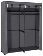 Szafa tekstylna z półkami i drążkiem na ubrania MATIS 140x174 cm szara