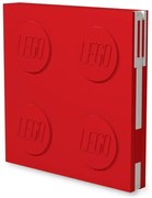 Czerwony kwadratowy notatnik z długopisem żelowym LEGO®, 15,9x15,9 cm