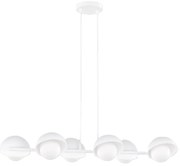 Boom 6 biała lampa nad wyspę kuchenną w minimalistycznym wnętrzu