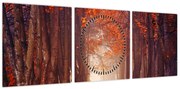 Obraz - Jesienny las (z zegarem) (90x30 cm)