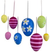 Ręcznie malowane jajka z kokardką, 8 szt., różnerozmiary