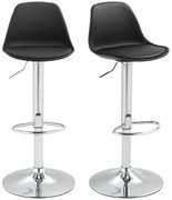 HOMCOM Zestaw 2 Stołków Barowych z Oparciem, Obrotowe, Regulowane na Wysokość, Nośność do 120 kg, 42 x 38 x 82-104 cm, Czarny