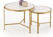 Zestaw 2 stolików FATIMA biały marmur/złoty HALMAR