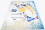Kolorowy dywan dziecięcy z zamkiem w chmurach i tęczą C4-T99