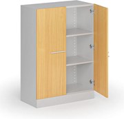 Metalowa szafa z drewnianymi drzwiami, demontowana, 1150 x 800 x 400 mm, buk