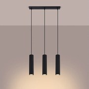 Lampa wisząca minimalistyczny Gloow, aluminium - 3 źródło światła 3000K - L.45 x H.98 cm - czarny