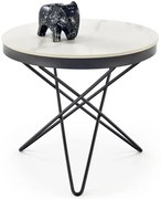 Nowoczesny okrągły stolik kawowy biały marmur + czarny P1-A59