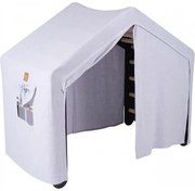 Duży Domek Z Drabinką Dla Dzieci 112x61x94 Cm Składaną Do Pokoju. Drewno, Len, Wiskoza, Szaroniebieski Domek, Czarna Drabinka. - Meowbaby®