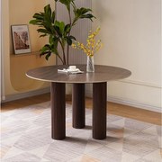 Okrągły stół jadalniany dla 4 osób – Blat z ceramiki w efekcie naturalnego ciemnego orzecha – ANA