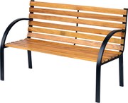 Outsunny Ławka Ogrodowa Parkowa 2 Osoby Stal i Drewno Sosnowe Naturalny Kolor Wygodna i Stylowa 122x60x80cm | Aosom PL