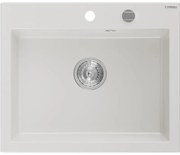 Mexen Elix zlewozmywak granitowy 1-komorowy 600 x 500 mm, biały, syfon chrom - 6525601005-20