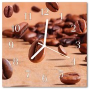 Zegar szklany kwadratowy Ziarna kawy