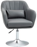 HOMCOM Obrotowy fotel biurowy, regulowany na wysokość, poliester, metal, 60 x 60 x 79-91 cm, Ciemnoszary