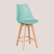 Wysoki Stołek Nordycki Z Poduszką Ze Skóry Ekologicznej Verde Jade & ↑65 Cm - Sklum