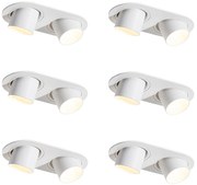 Set van 6 inbouwspots wit GU10 35mm kantelbaar 2-lichts - Installa Nowoczesny Oswietlenie wewnetrzne
