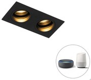 Inteligentny reflektor wnękowy czarny prostokątny regulowany w komplecie z 2 żarówkami WiFi GU10 - Chuck Nowoczesny Oswietlenie wewnetrzne