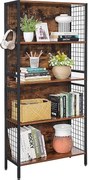Valora LBC023B01 Regał na książki Rustykalny Brązowy Stalowy 4 Półki