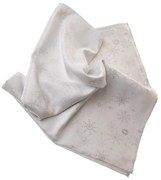 Świąteczny obrus wodoodporny Płatki śniegu srebrny, 140 x 140 cm