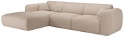 Duża kanapa narożna lewostronna z beżowej teksturowanej tkaniny POGNI marki Maison Céphy