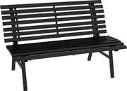 Outsunny Ławka Ogrodowa Parkowa, Design Listewek, Wodoodporna, Aluminium, 123 x 67 x 79 cm, Czarny