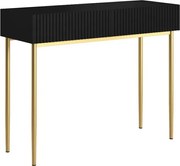 Toaletka Nicole 100 cm z szufladami - czarny mat / złote nóżki