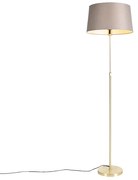 Lampa podłogowa złota/mosiężna z abażurem lnianym taupe 45 cm - Parte