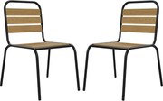Zestaw 2 ogrodowych krzeseł sztaplowanych z polywood i metalu - Czarny - LYLIOS marki MYLIA