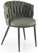 Metalowe krzesło z oliwkowym plecionym oparciem R5-F07