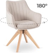 Krzesło Tapicerowane Obrotowe do Salonu LEMON Jasnobeżowe Nowoczesne Skandynawskie