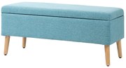 HOMCOM Ławka z miejscem do przechowywania, do 120 kg, w wyglądzie lnu, 110x39x45cm, Niebieska