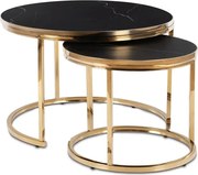 Zestaw Stolików Kawowych ARON 70 cm/50 cm Czarny Marmur/Złoty Glamour