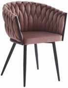 Ciemnoróżowe krzesło jadalniane ORION VELVET z czarnymi nogami