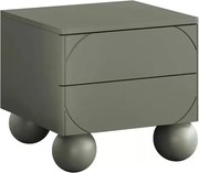 Szafka nocna z dwoma szufladami Sonatia II na nogach kulach 45 cm - oliwka