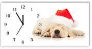 Zegar ścienny Poziomy Szczeniak Czapka Mikołaja Zima