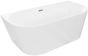 Mexen Oval Slim wanna wolnostojąca przyścienna 170 x 80 cm, biała, przelew złoty - 52661708000-50