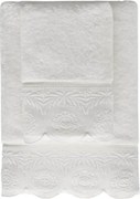 Ręcznik kąpielowy QUEEN 85x150 cm z koronką Śmietankowy