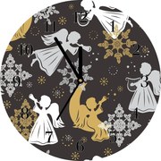 Zegar ścienny Okrągły Płatki śniegu Aniołki Święta