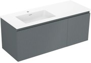 Mexen Rivel szafka łazienkowa 120 cm z umywalką Otis lewą, 1S, 1D, ryflowana, grafit mat/biała mat - 91A23-12047-3-BBFF66-W18L01