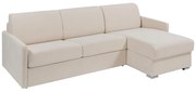 Kanapa narożna dwustronna rozkładana typu express z beżową tapicerką - Miejsce do spania 160 cm - Materac 22 cm z pamięcią kształtu - CALIFE