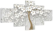 Obraz białego drzewa z kwiatami (125x70 cm)