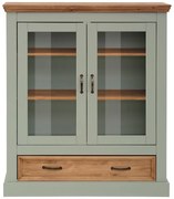 Jasnozielona witryna z litego drewna sosnowego 100x120 cm Selma – Støraa