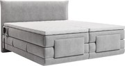 Kompletny zestaw boxspring zagłówek + elektryczne podstawy wypoczynkowe + materac + materac nawierzchniowy - 2 x 90 x 200 cm - Tkanina - Jasnoszary - ZANORO od PALACIO
