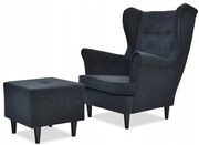 Uszak z pufą fotel skandynawski czarny PRODUCENT