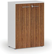 Szafa biurowa z drzwiami PRIMO WHITE, 800 x 420 x 1087 mm, biały/orzech