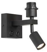 Nowoczesna lampa ścienna czarna z lampką do czytania - Brescia