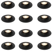 Zestaw 12 czarnych opraw LED GU10 50 mm - Gijs Nowoczesny Oswietlenie wewnetrzne