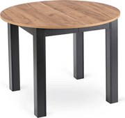 Stół Okrągły Rozkładany JAMES 103-223 cm Dąb Craft/Czarny Loft
