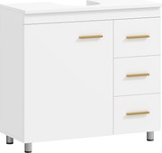 HOMCOM Szafka łazienkowa, 3-poziomowy design, MDF, płyta wiórowa, Biały