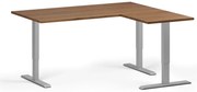 Narożne biurko z regulacją wysokości, 160x140 cm, 3 silniki, L/P, szara podstawa, orzech