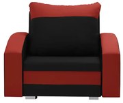 Fotel rozkładany 1 os z funkcją spania KING Czarny/Czerwony